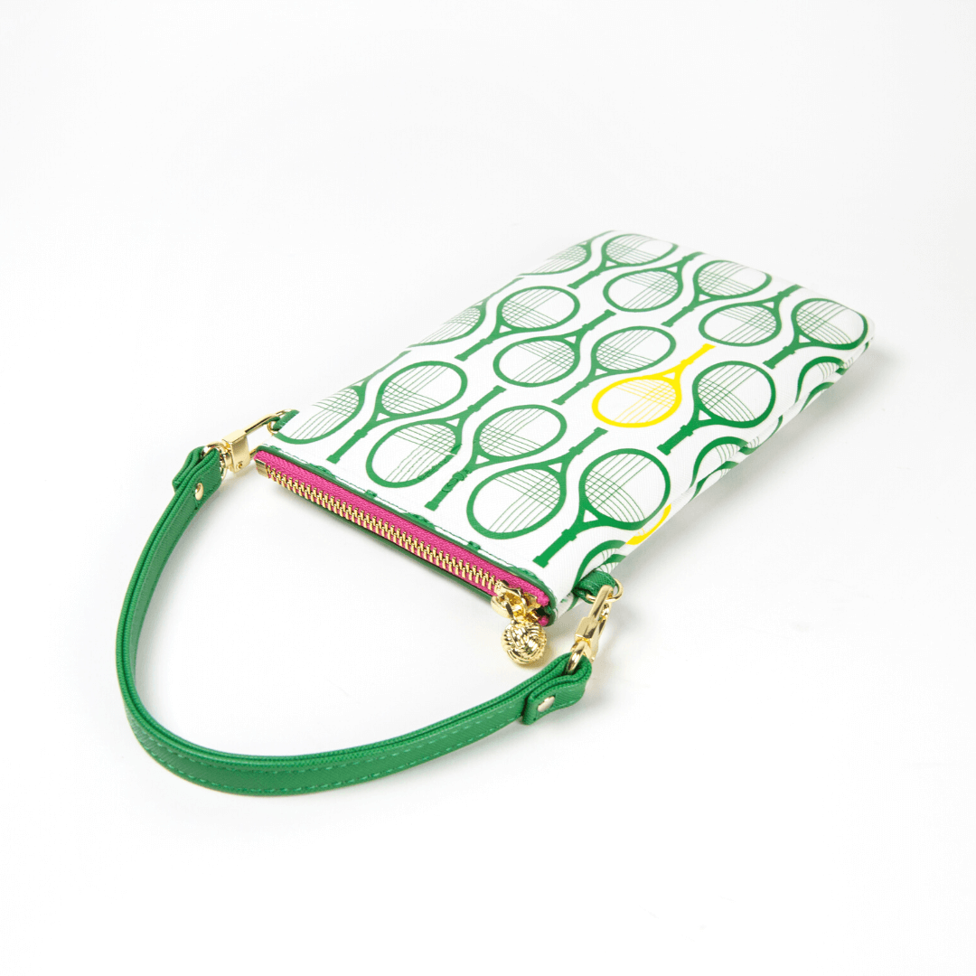 #1 Caren Racquet Green Crossbody Wristlet