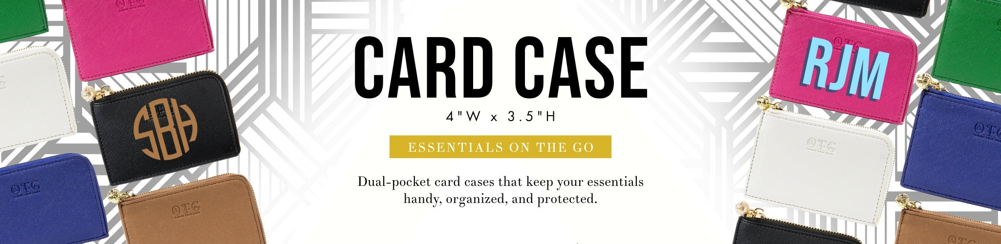 OTG Card Cases overlaying the OTG|247 Shay Stripe pattern with text title Card Cases