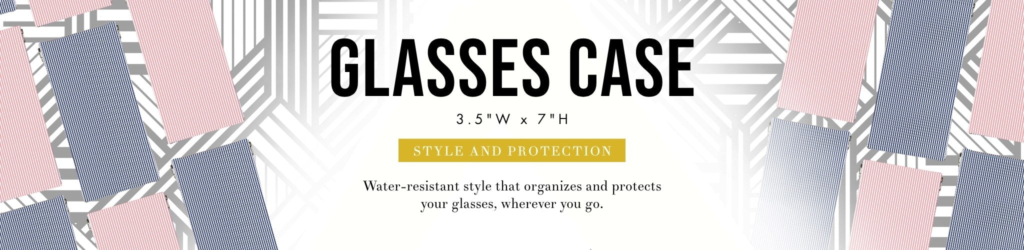 OTG Glasses Cases overlaying the OTG|247 Shay Stripe pattern with text title Glasses Cases