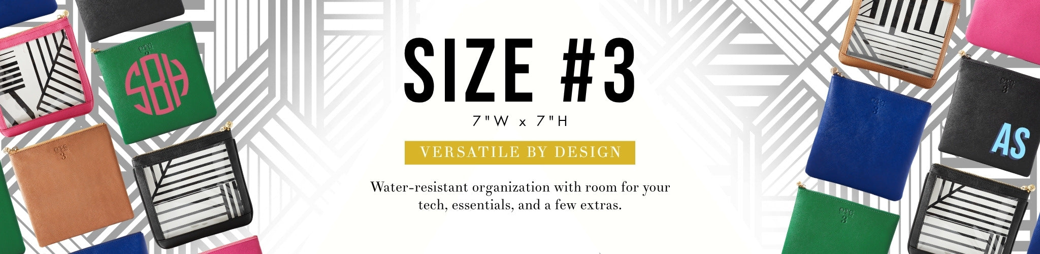 Size 3 OTG bags overlaying the OTG|247 Shay Stripe pattern with text title Size 3