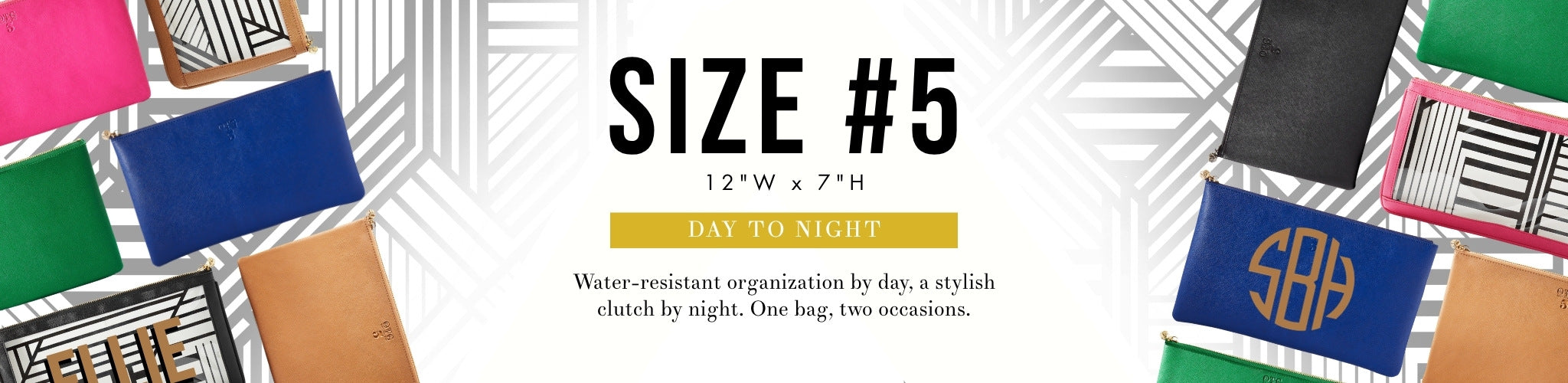 Size 5 OTG bags overlaying the OTG|247 Shay Stripe pattern with text title Size 5