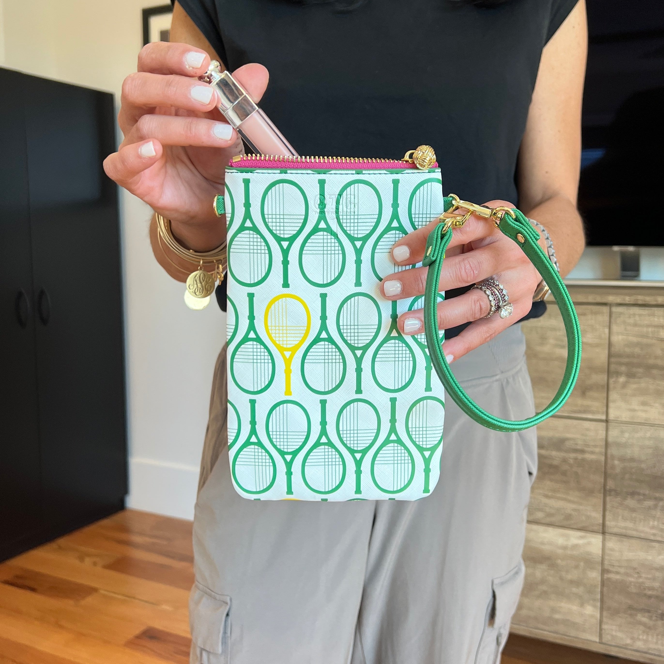 #1 Caren Racquet Green Crossbody/Wristlet