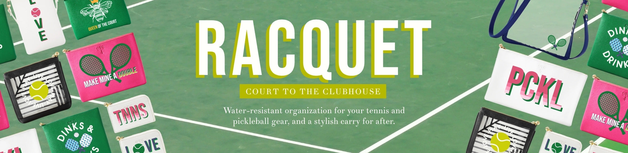 Water-resistant organization for your tennis and pickleball gear, and a stylish carry for after.