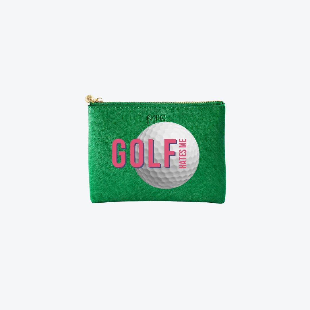 #2 Green Golf Hates Me Pouch, front view
