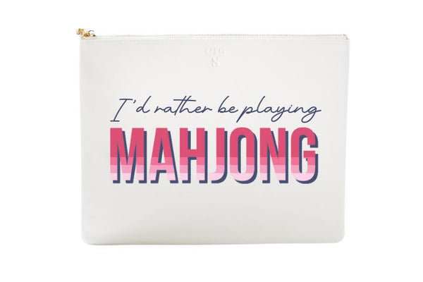 #8 White Id Rather Mahjong Pouch