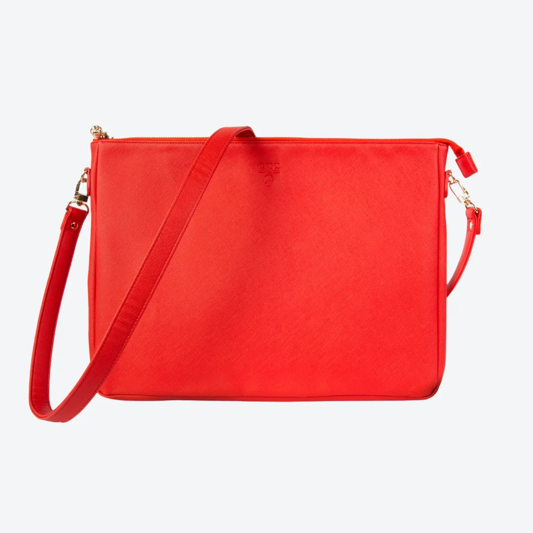 Size #9 Orange Padded Crossbody Techie, front view