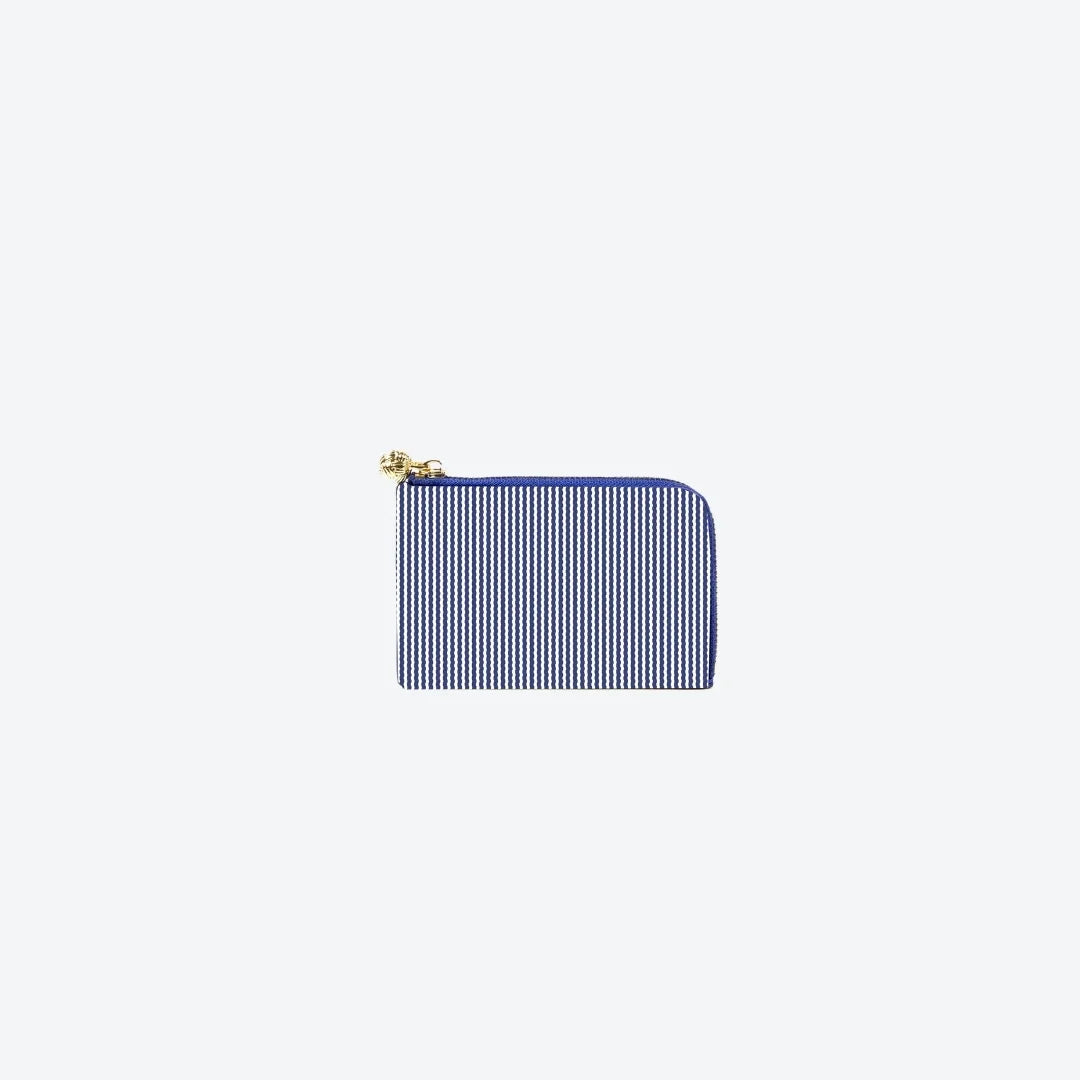 Card Case Pinstripe Navy, front view