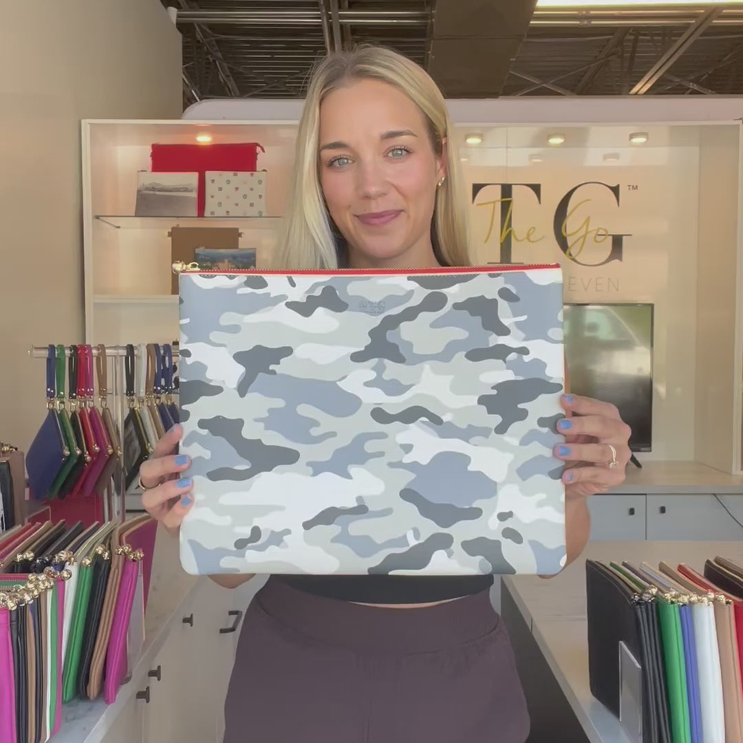 Load video: #8 Abby Camo Gray Pouch