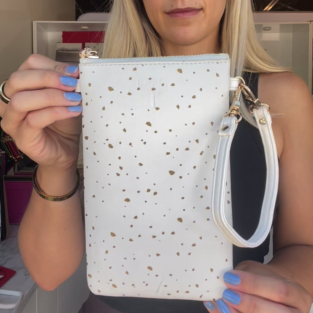 Load video: #1 Nicole Dot Gold Crossbody Wristlet