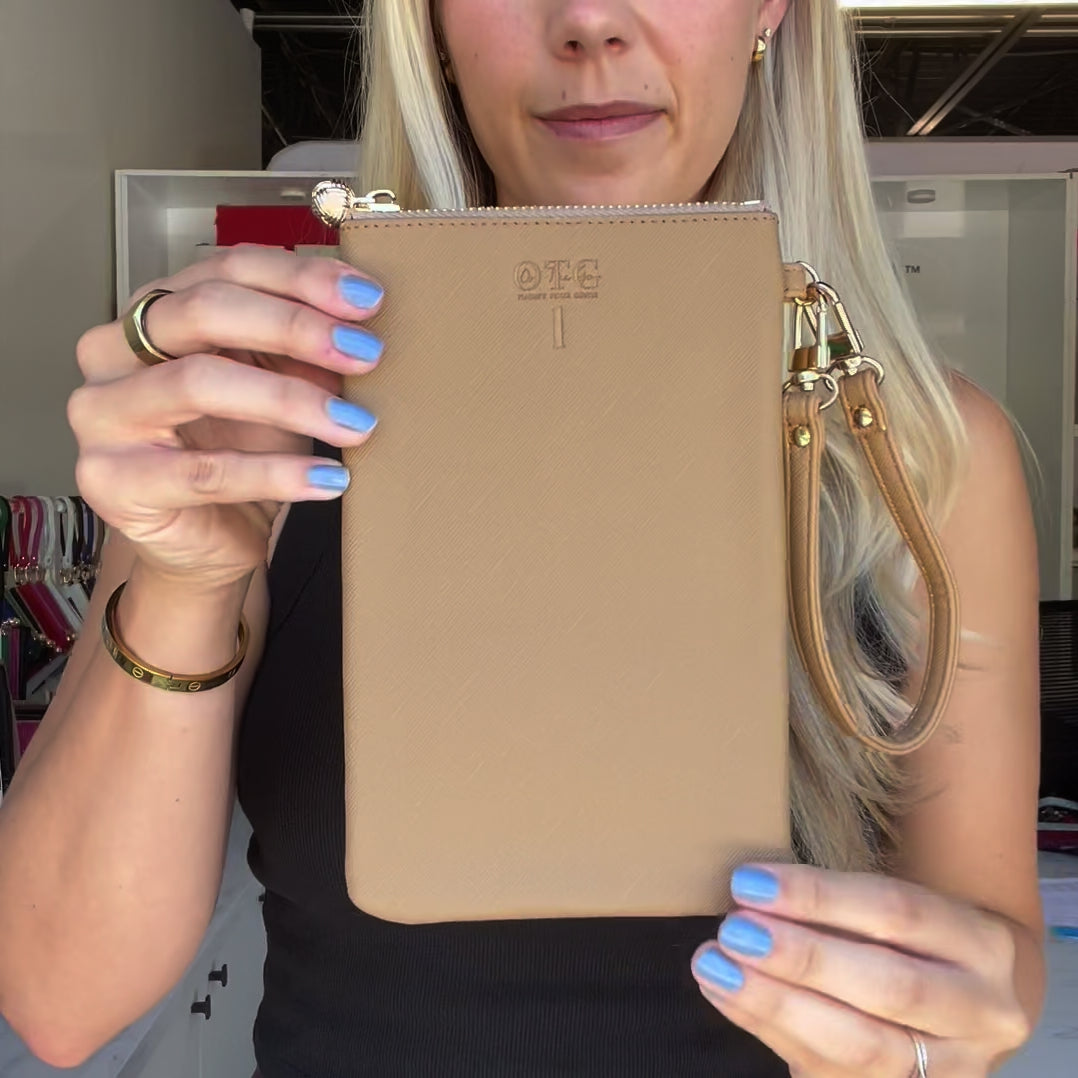 Load video: #1 Tan Crossbody Wristlet